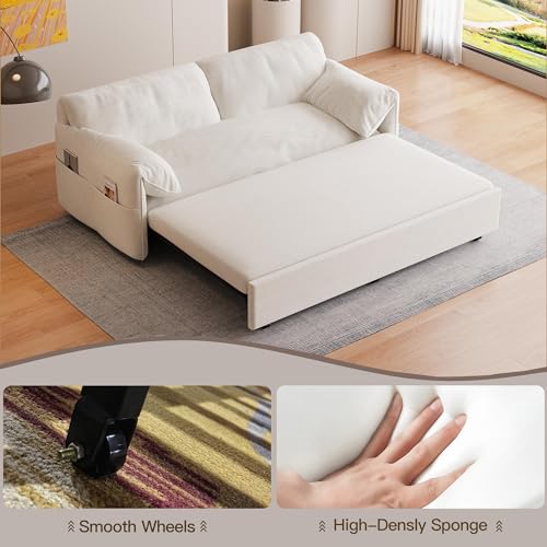 Compact Queen Pull-Out Sofa Bed with Storage