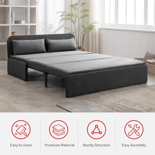 Queen Size Pull Out Sofa Bed in Dark Gray