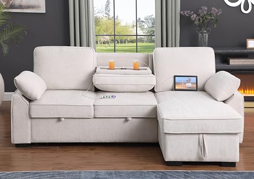 L-Shaped Sleeper Sofa with Storage & USB Charging