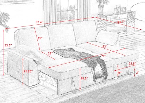 L-Shaped Sleeper Sofa with Storage & USB Charging