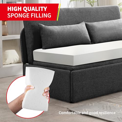Queen Size Pull Out Sofa Bed in Dark Gray