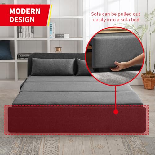 Queen Size Pull Out Sofa Bed in Dark Gray