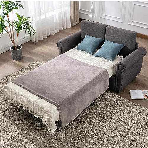 P PURLOVE Modern Sleeper Sofa Bed Loveseat in Gray