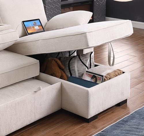 L-Shaped Sleeper Sofa with Storage & USB Charging