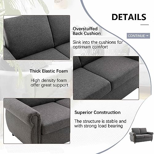 P PURLOVE Modern Sleeper Sofa Bed Loveseat in Gray