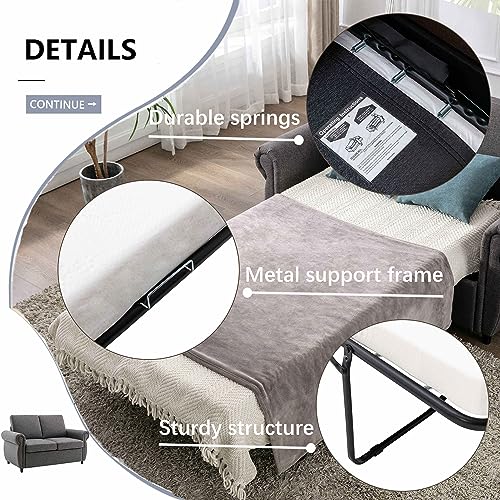 P PURLOVE Modern Sleeper Sofa Bed Loveseat in Gray