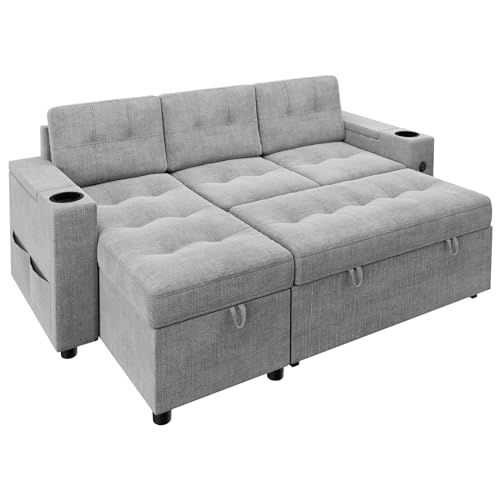 Versatile L-Shaped Sofa Bed with Storage and USB