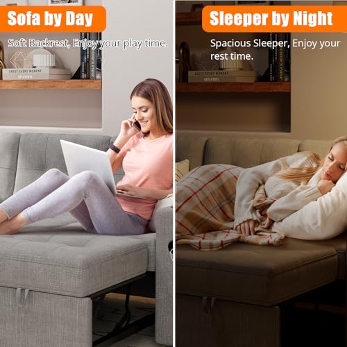 Versatile L-Shaped Sofa Bed with Storage and USB
