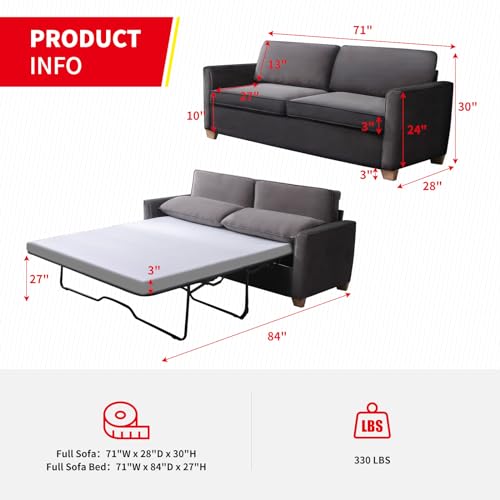 Velvet Sleeper Sofa with Pullout Bed for Small Spaces