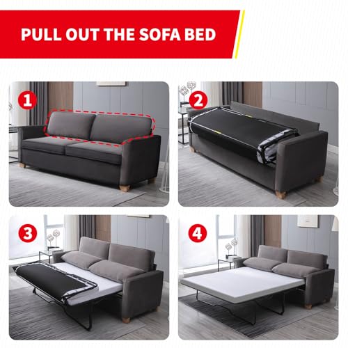 Velvet Sleeper Sofa with Pullout Bed for Small Spaces