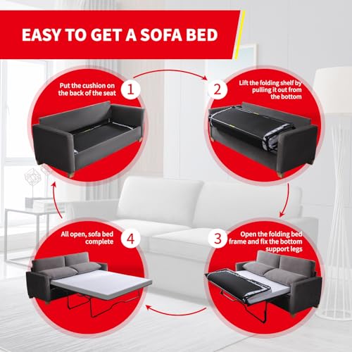 Velvet Sleeper Sofa with Pullout Bed for Small Spaces