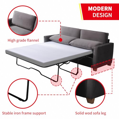 Velvet Sleeper Sofa with Pullout Bed for Small Spaces