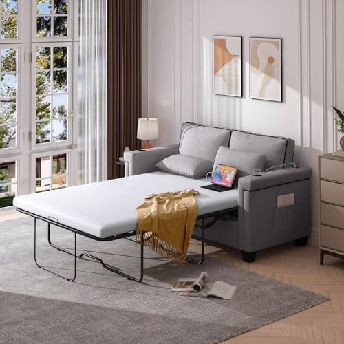 Pull Out Sofa Bed with Charging Ports - Grey
