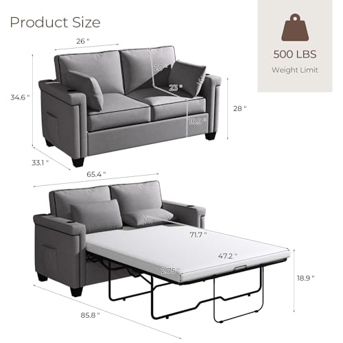 Transformable Sofa Bed with Memory Foam Mattress