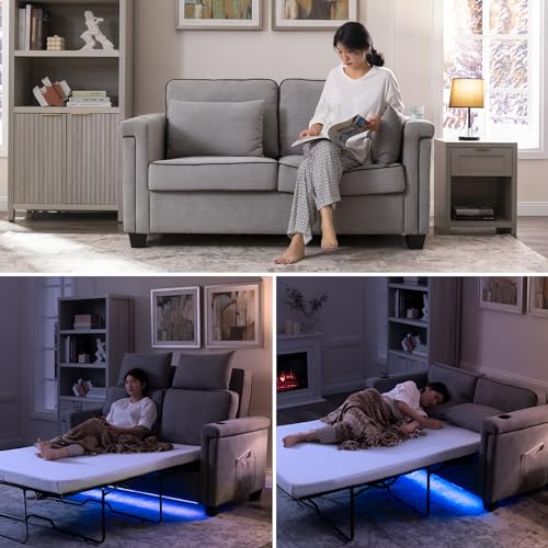 Transformable Sofa Bed with Memory Foam Mattress