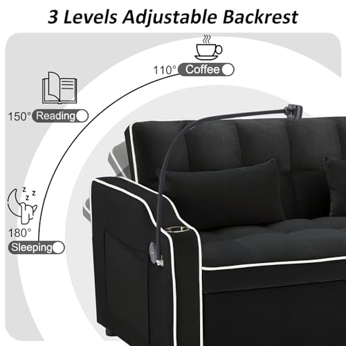 Versatile Velvet Sleeper Sofa with USB Port