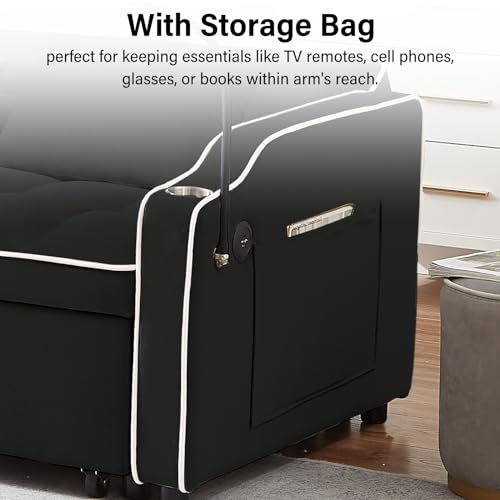 Versatile Velvet Sleeper Sofa with USB Port