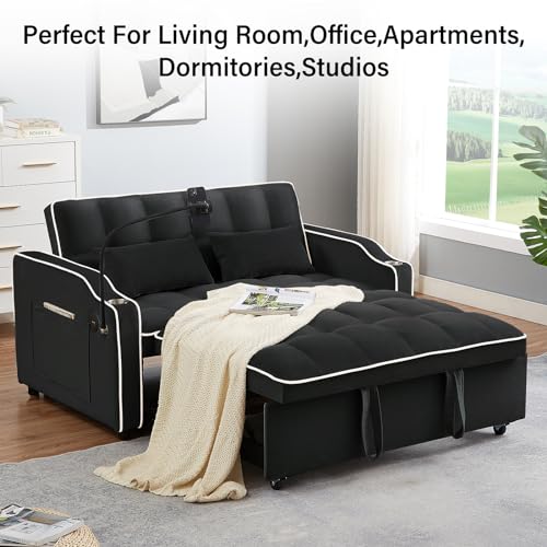 Versatile Velvet Sleeper Sofa with USB Port