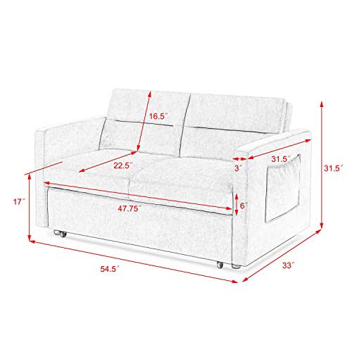 Modern Convertible Sleeper Sofa Bed with Pockets