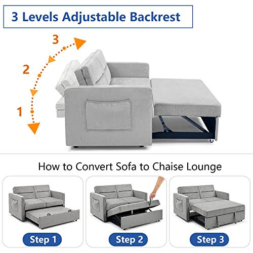Modern Convertible Sleeper Sofa Bed with Pockets