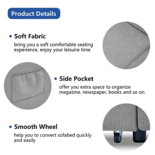 Modern Convertible Sleeper Sofa Bed with Pockets