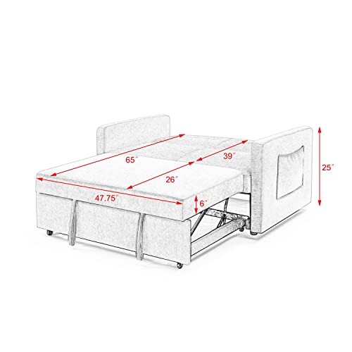 Modern Convertible Sleeper Sofa Bed with Pockets