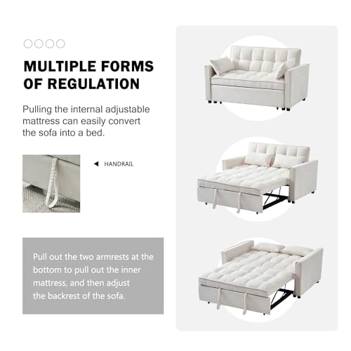 3-in-1 Convertible Sofa Bed with Reclining Backrest