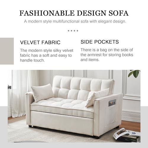 3-in-1 Convertible Sofa Bed with Reclining Backrest