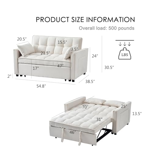 Modern Velvet 3-in-1 Convertible Sleeper Sofa