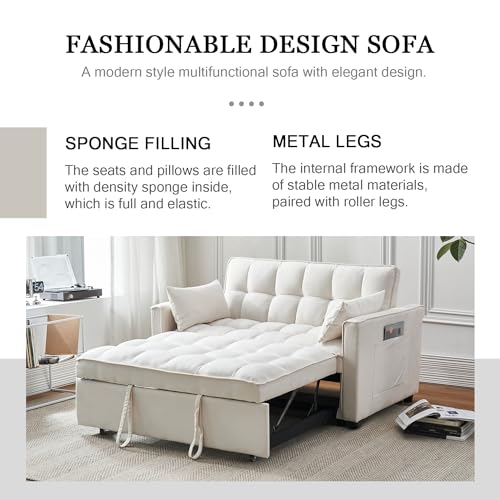 3-in-1 Convertible Sofa Bed with Reclining Backrest