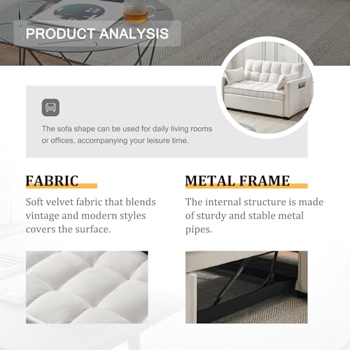 Modern Velvet 3-in-1 Convertible Sleeper Sofa