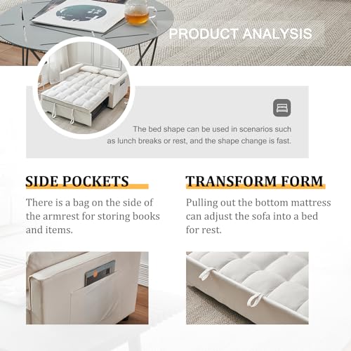 Modern Velvet 3-in-1 Convertible Sleeper Sofa