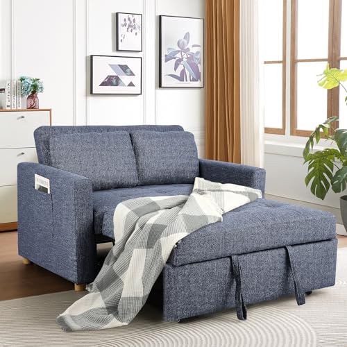 Navy Blue 3-in-1 Convertible Sofa Bed