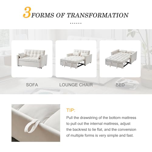 Modern Velvet 3-in-1 Convertible Sleeper Sofa