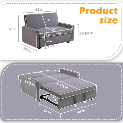 SumKea 3-in-1 Sleeper Loveseat Sofa Bed - Grey