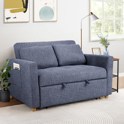 Navy Blue 3-in-1 Convertible Sofa Bed