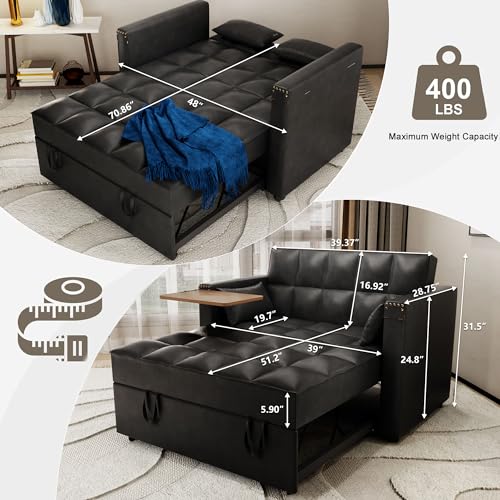 Versatile 3-in-1 Faux Leather Sofa Bed