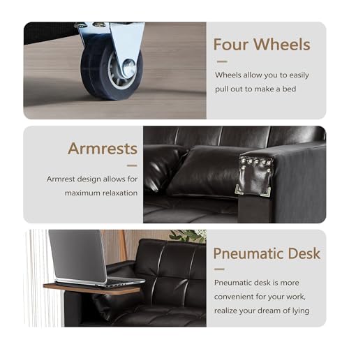 Versatile 3-in-1 Faux Leather Sofa Bed