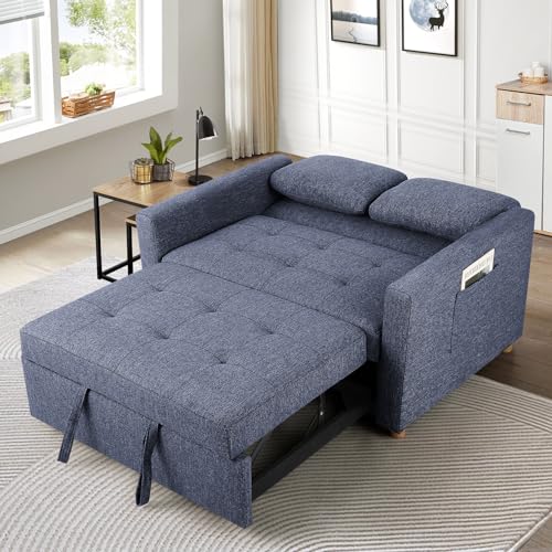 Navy Blue 3-in-1 Convertible Sofa Bed