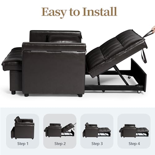 Versatile 3-in-1 Faux Leather Sofa Bed