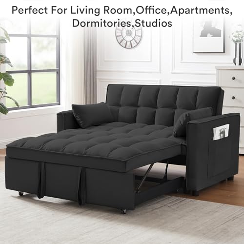 Rovibek 3-in-1 Velvet Sleeper Sofa Bed - Black