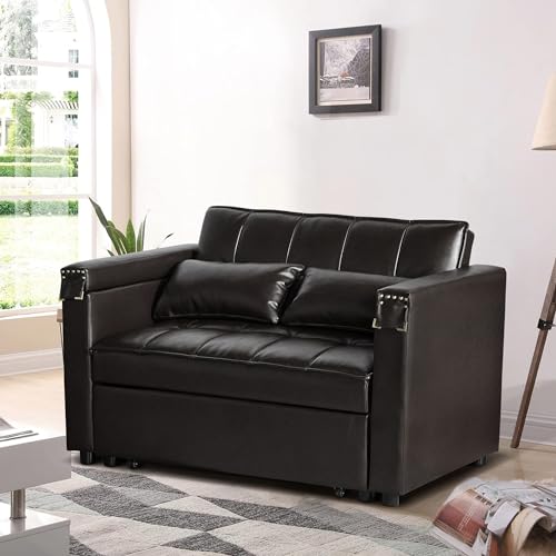 Versatile 3-in-1 Faux Leather Sofa Bed