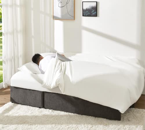 VanAcc Gray Chenille Sofa Bed with Storage Chaise