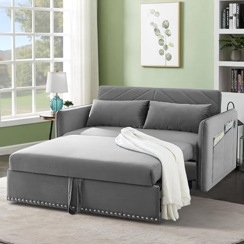 3-in-1 Velvet Convertible Sofa with USB Port