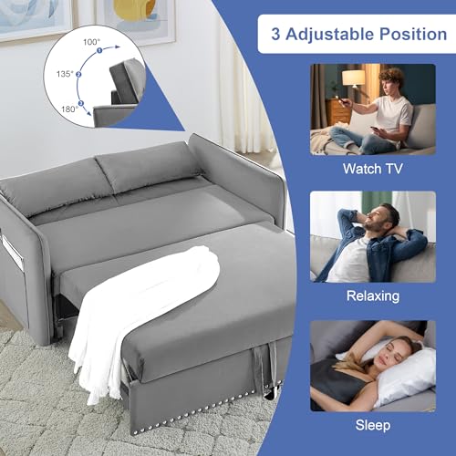 3-in-1 Velvet Convertible Sofa with USB Port