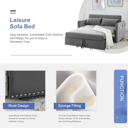 3-in-1 Velvet Convertible Sofa with USB Port