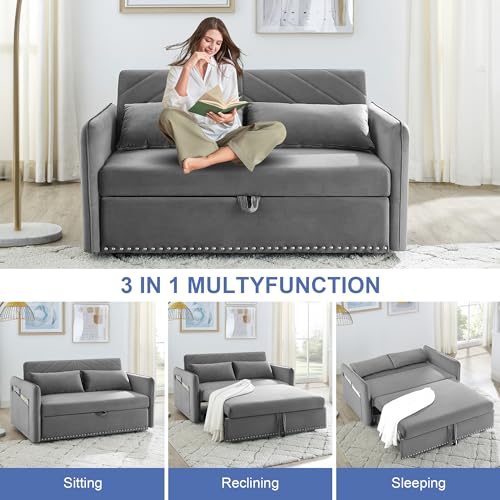 3-in-1 Velvet Convertible Sofa with USB Port
