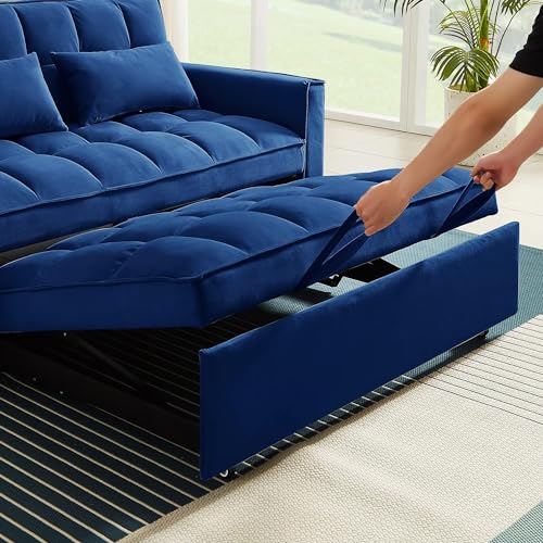 Compact Velvet Sleeper Loveseat with Adjustable Backrest