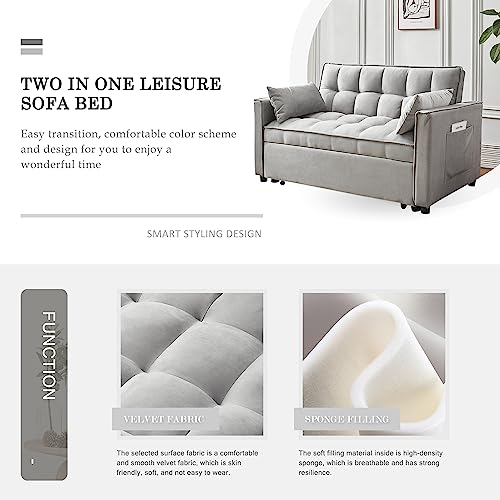 Light Grey 3-in-1 Convertible Sleeper Sofa Bed