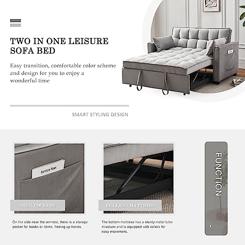 Light Grey 3-in-1 Convertible Sleeper Sofa Bed